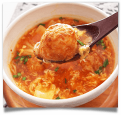 たこ焼のキムチ卵スープ