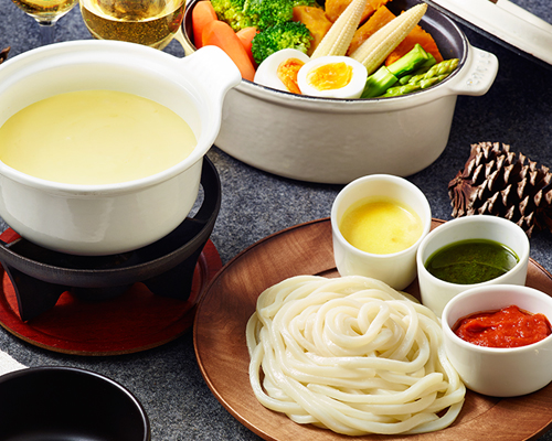 Udon Noodles with Cheese Fondue