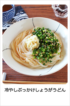冷やしぶっかけしょうがうどん