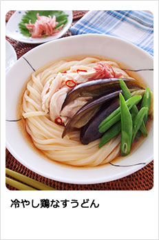 冷やし鶏なすうどん