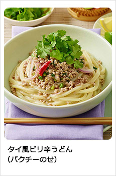 タイ風ピリ辛うどん（パクチーのせ）