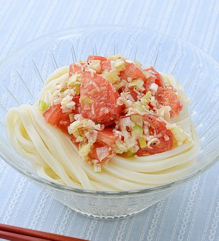 トマトのねぎまみれうどん