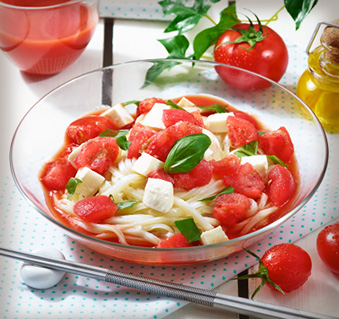 凍りトマトの冷製スープうどん