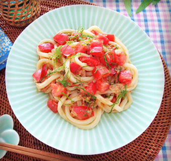 ツナとトマトの和えうどん