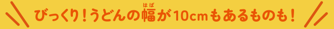 びっくり!うどんの幅が10cmあるものも!