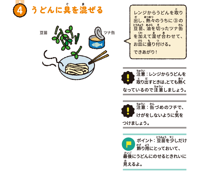 うどんに具を混ぜる