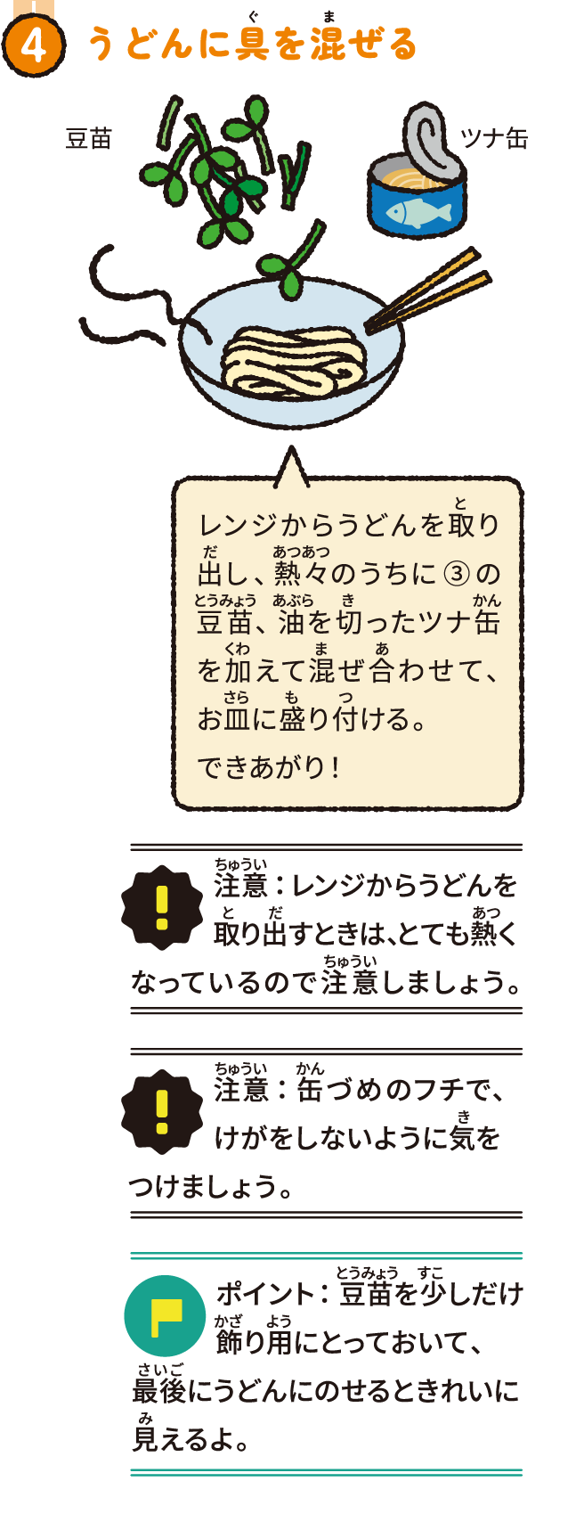 うどんに具を混ぜる