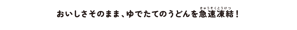 おいしさそのまま、ゆでたてのうどんを急速凍結!