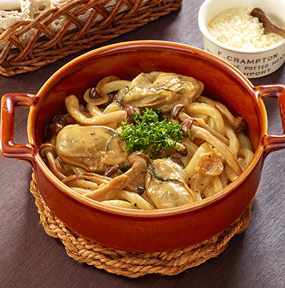 カキときのこのクリームうどん