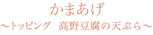 かまあげ　トッピング　高野豆腐の天ぷら