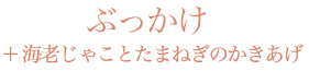 ぶっかけ＋海老じゃことたまねぎのかきあげ