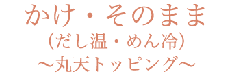かけ・そのまま（だし温・めん冷）〜丸天トッピング〜