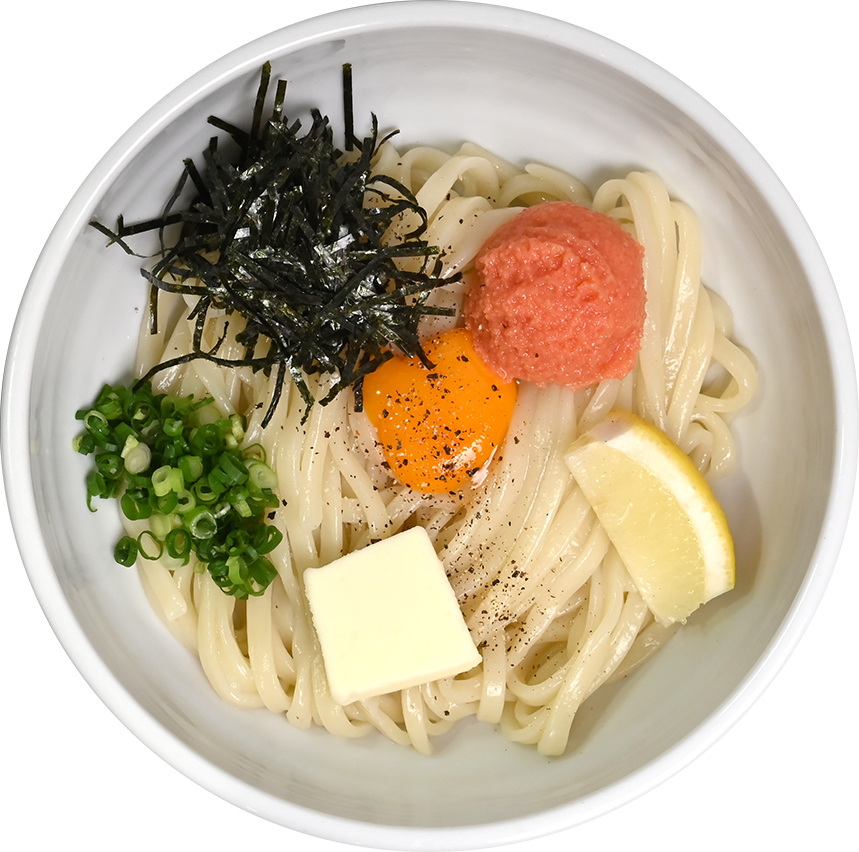 明太子バター釜玉うどん