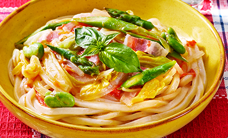 ■野菜たっぷりなら負けてない！南蛮渡来・地中海風うどんだ！