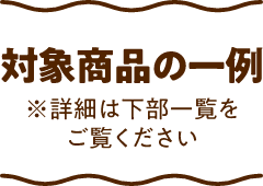 対象商品の一例 ※詳細は下記一覧をご覧ください